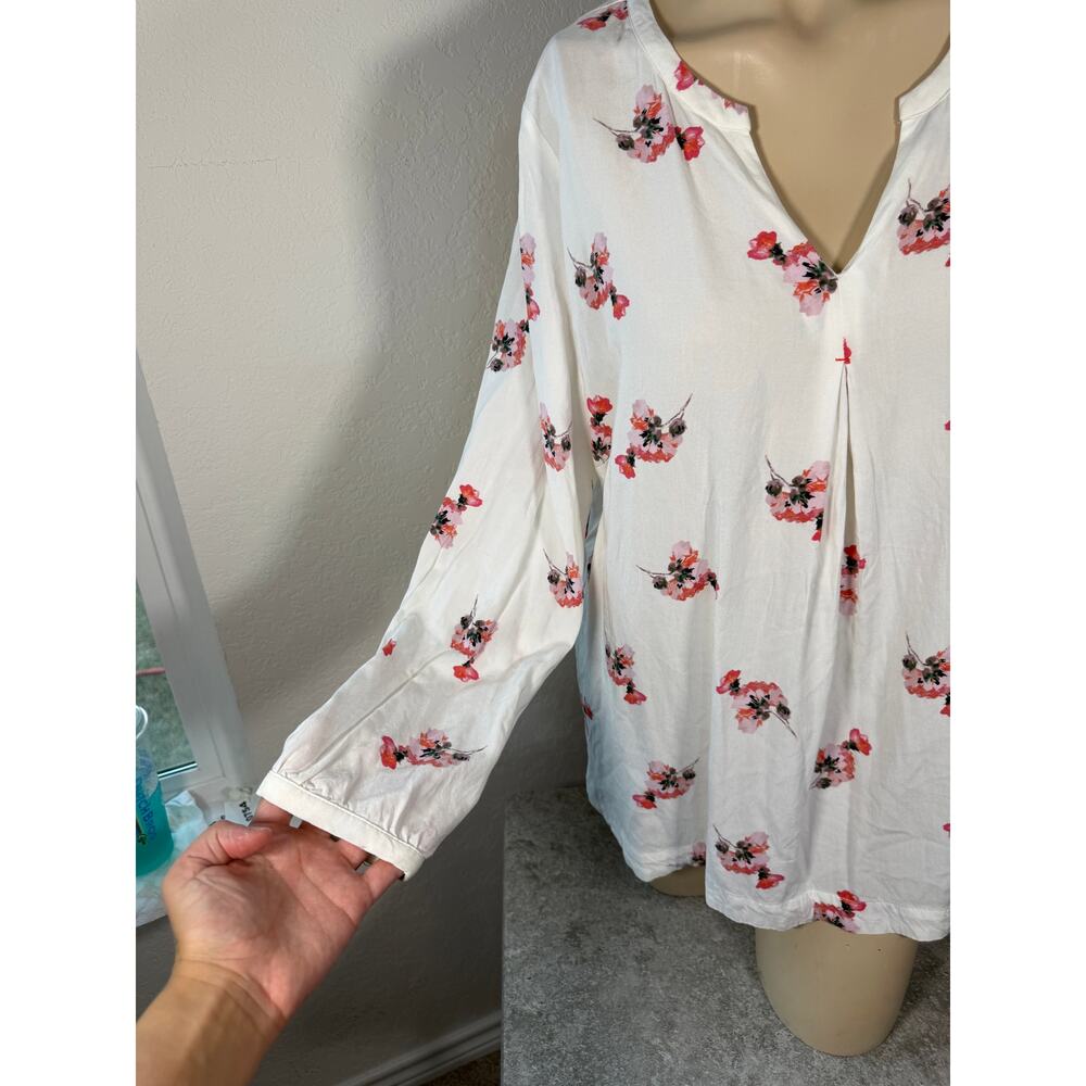 NWOT Joules White Floral Viscose Tunic Blouse Long Sleeve US 14 - Picture 9 of 11
